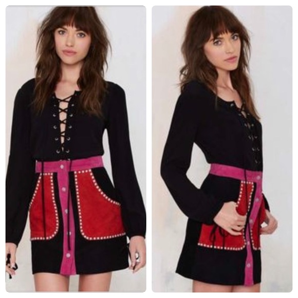 Nasty Gal Dresses & Skirts - Nasty Gal Electric Ladyland Colorblock Suede Skirt Nasty Gal Dresses & Skirts - Nasty Gal Electric Ladyland Colorblock Suede Skirt